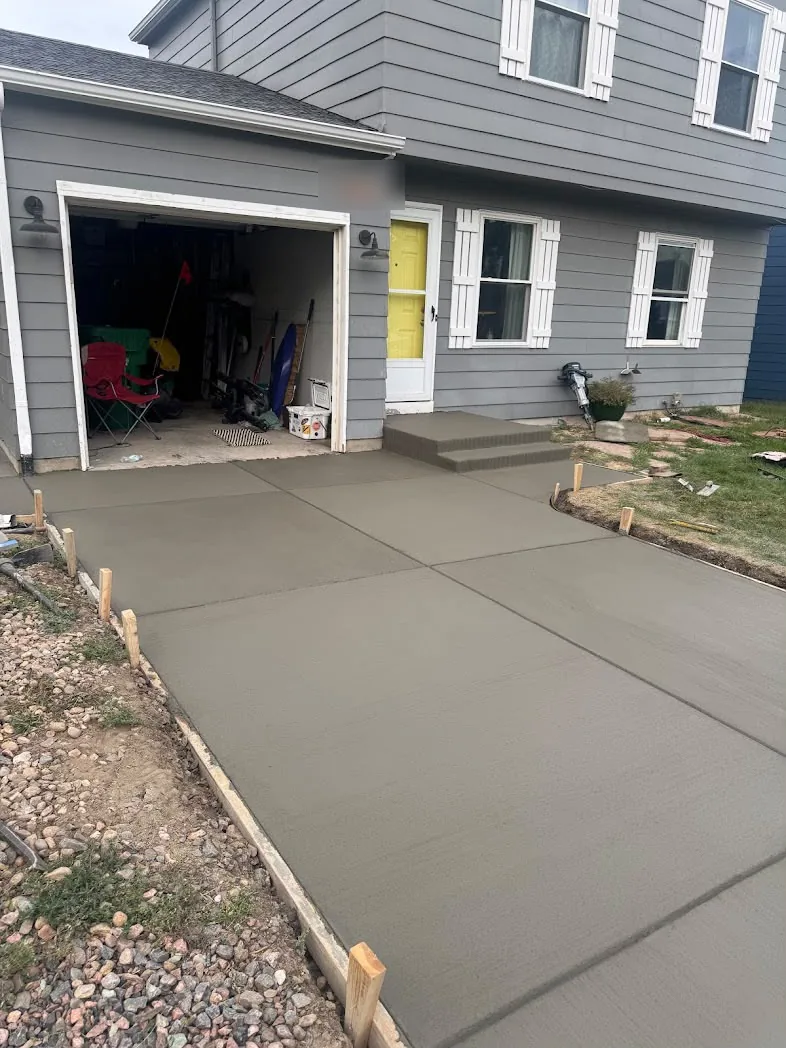 New concrete driveway and front steps